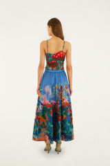Multicolor Dream Landscape  Midi Skirt