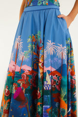 Multicolor Dream Landscape  Midi Skirt