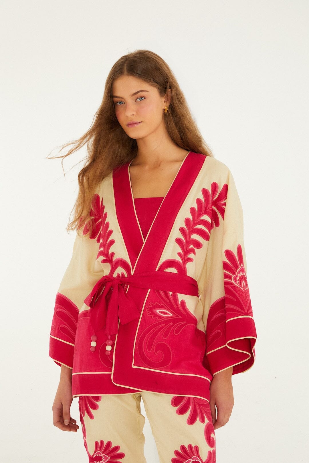 Pink Spring Arabesc Cutwork Kimono