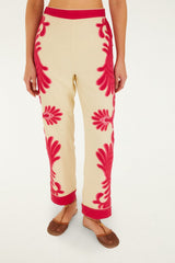 Pink Spring Arabesc Cutwork Pants