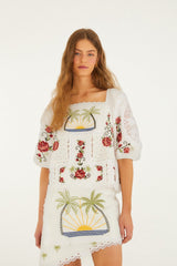 Off-White Tropi Scarf Embroidered  Blouse