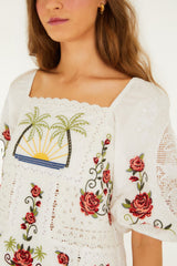 Off-White Tropi Scarf Embroidered  Blouse