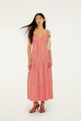 Off-White Checkered Stripes Sleeveless Maxi Dress