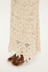 Off-White One-Shoulder Crochet Flower Maxi Dress