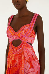 Multicolor Delicate Forest Cut-Out Maxi Dress