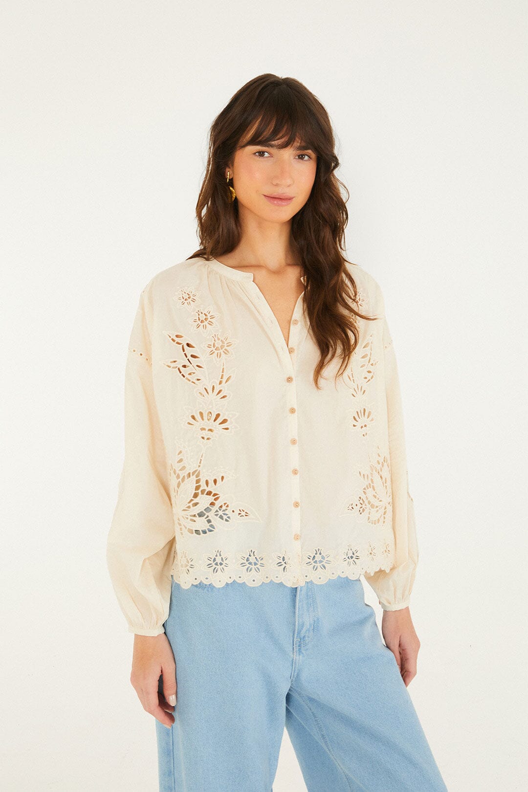 Soft Pink Artisanal Long Sleeve Blouse