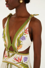 Sand Tropical Scarf Maxi Dress