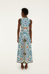 Off-White Flora Tile Scallop Maxi Dress