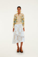 Off-White Scarf Eyelet Layered Maxi Skirt