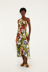 Sand Florart Strapless Maxi Dress