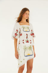 Off-White Tropi Scarf Embroidered Mini Skirt