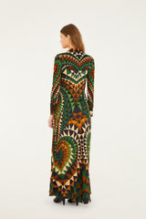 Multicolor Heart Deco  Slip Maxi Dress