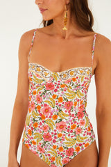 Off-White Banana Flowers One Piece Swimsuit