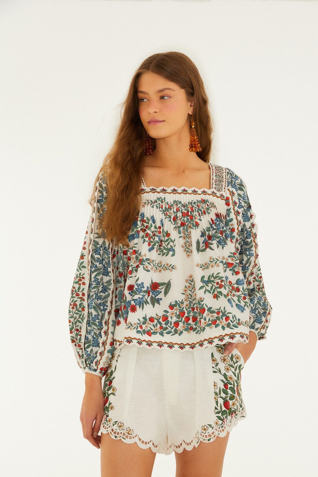Off-White Fruit Beauty Scarf  Long Sleeve Blouse