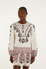 Off-White Ainika Rustic Flowers Crochet Detail Blouse
