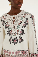 Off-White Ainika Rustic Flowers Crochet Detail Blouse