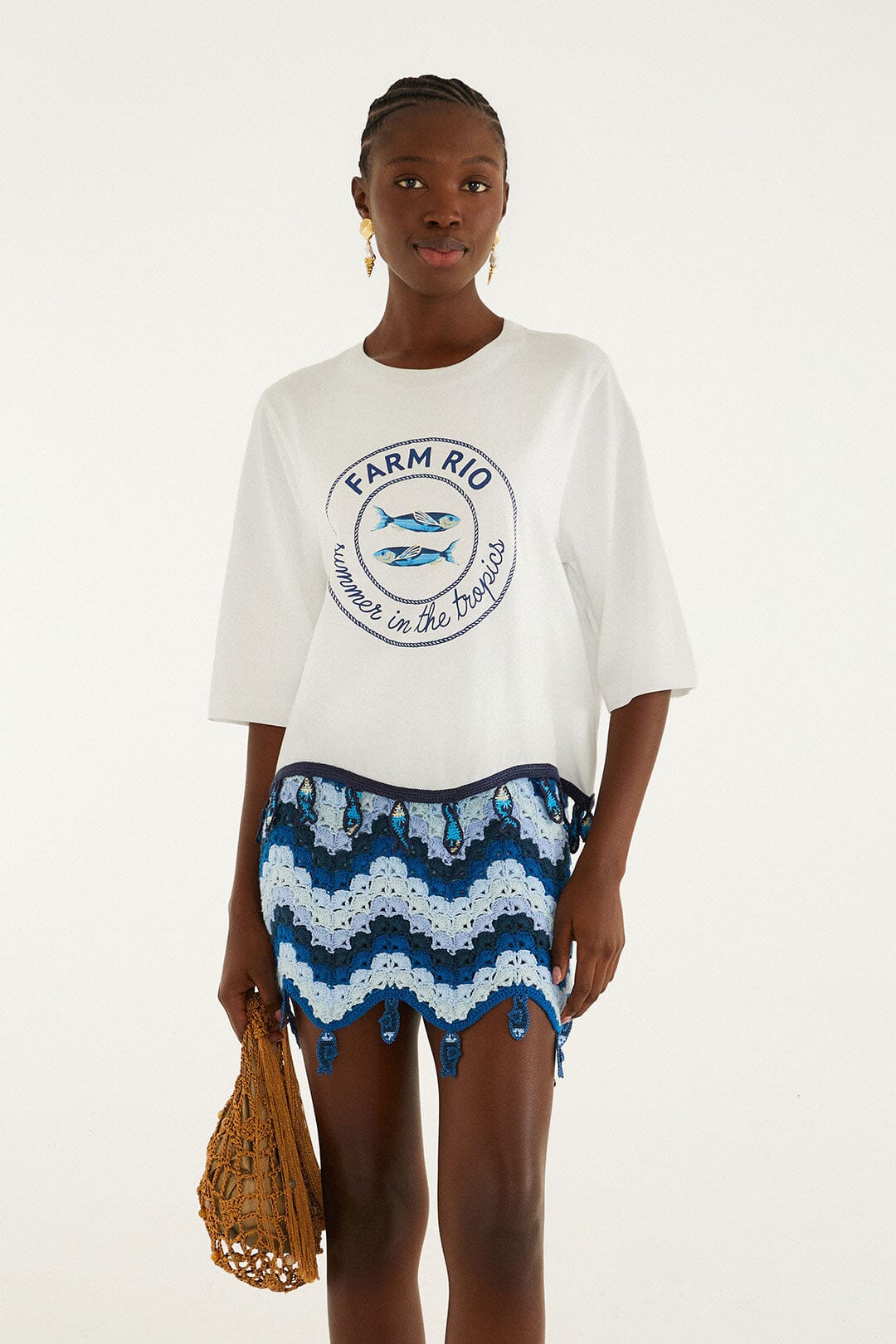 Off-White Summer In The Tropics Crochet Hem T-Shirt
