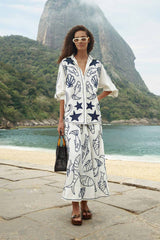 Off-White Fresh Fish Embroidered Midi Skirt