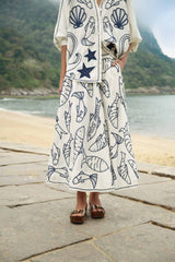 Off-White Fresh Fish Embroidered Midi Skirt