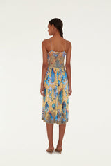 Sand Mystical Sleeveless Pleated Midi Dress
