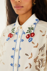 Off-White Flowers Embroidery Richelieu Shirt