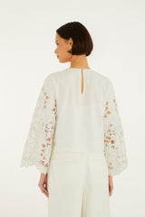 Off-White Flowers Richelieu Long Sleeve Blouse