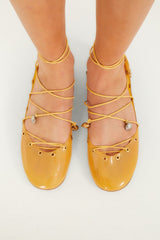 Yellow Sea Lace Up Jelly Ballerina