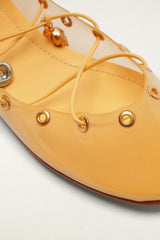 Yellow Sea Lace Up Jelly Ballerina