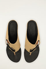 Raffia Embroidered Icons Kitten Heeled Sandal