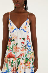 Off-White Garden Of Life Scarf Ruffled Mini Dress