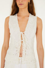 Off-White Embroidered Blouse