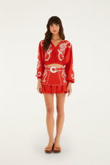 Red Richelieu Blouse