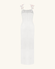 Flower Embroidered Dress - White/Pink
