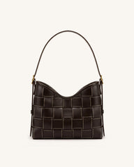 Nadine Dachshund Woven Hobo Bag - Dark Brown