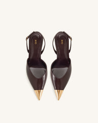 Savannah Gold Tipped Slingback Pumps - Burgundy