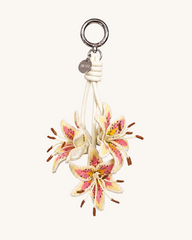 3D Embroidered Lily Bag Charm - Pink Yellow
