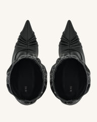 Joanne Paneled Detailing leather Ankle Boots - Black