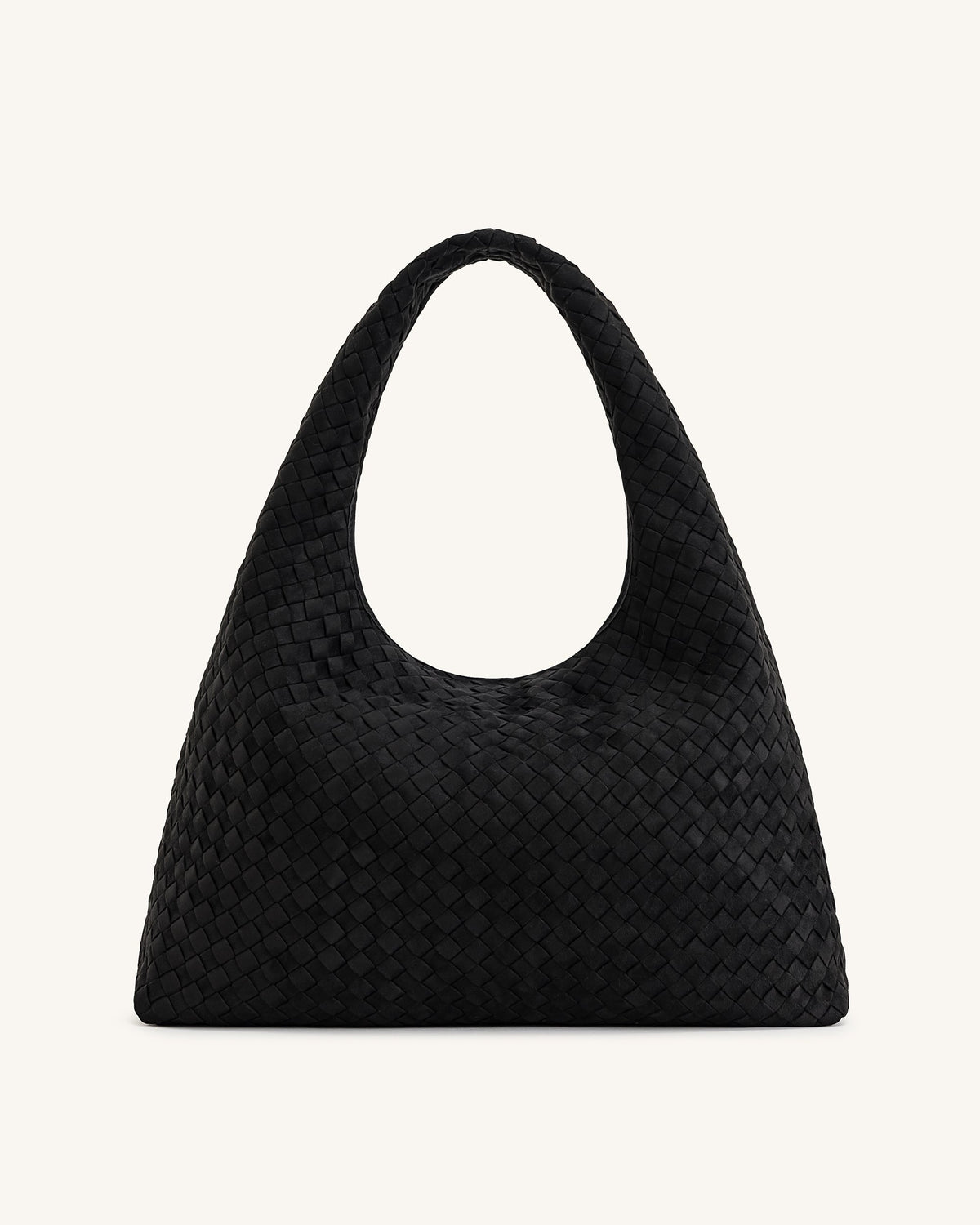 Laura Faux Suede Woven Shoulder Bag - Black