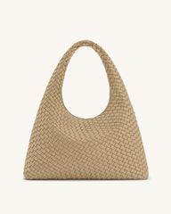 Laura Woven Shoulder Bag - Beige