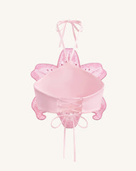3D Lily Halter Crop Top - Pink