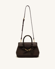 Alina Belted Satchel Bag - Dark Brown Canvas