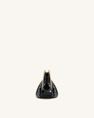 Lila Faux Croc-Effect Metal Frame Clutch - Black