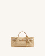 Maeve Artificial Crystal Dachshund Metal Charm Tote Bag - Champagne