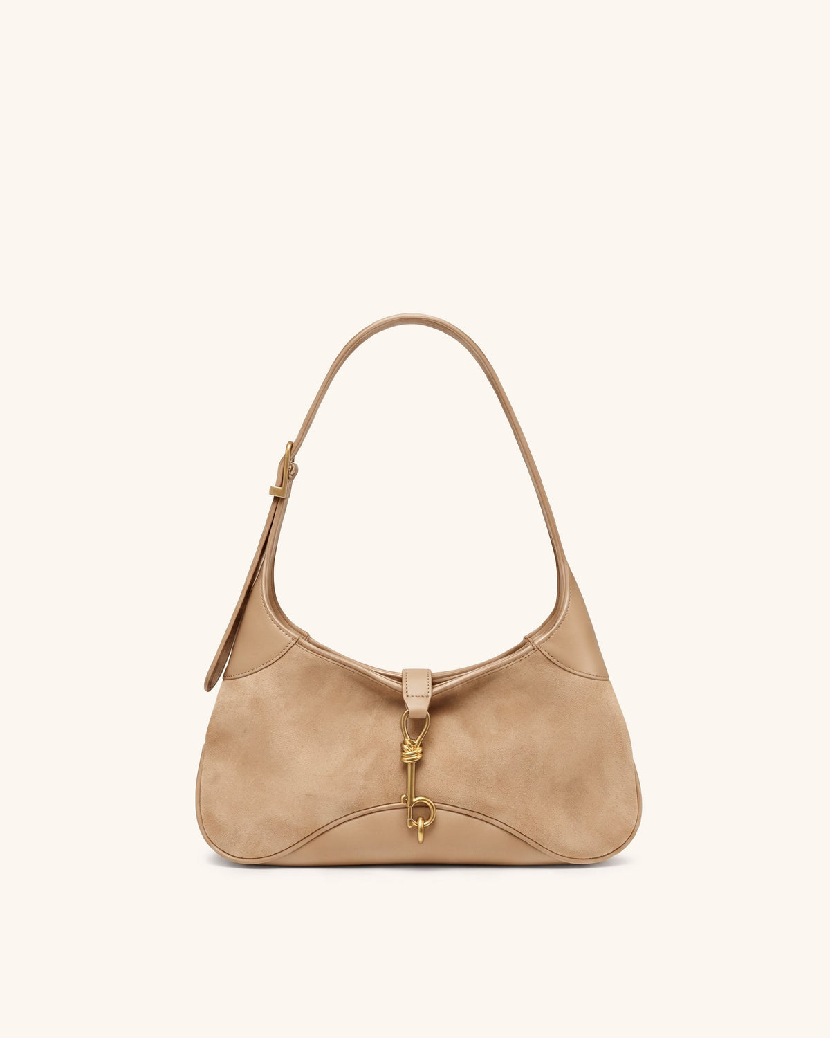 Juliette Faux Suede Key Charm East-West Shoulder Bag - Khaki