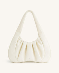 Ashley Ruched Shoulder Bag - White