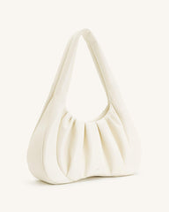 Ashley Ruched Shoulder Bag - White