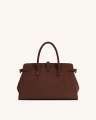 Saige Faux Suede Tote Bag - Brown
