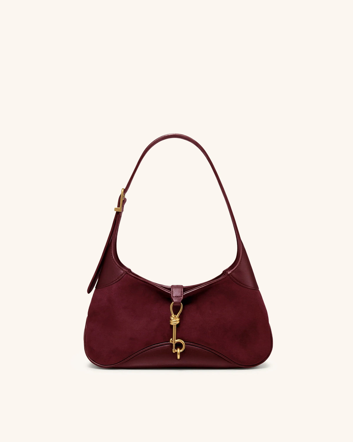 Juliette Faux Suede Key Charm East-West Shoulder Bag - Burgundy