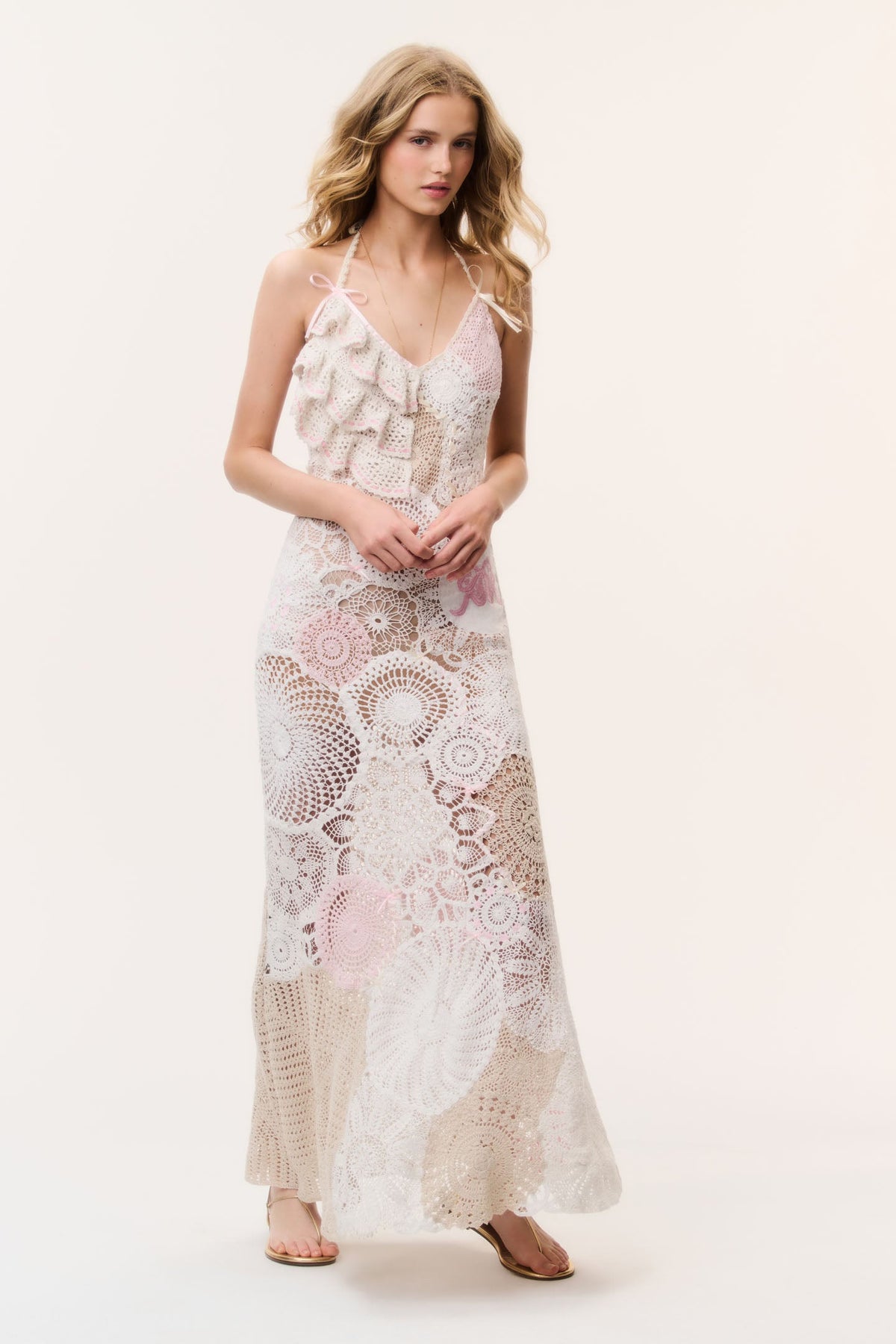 Adalita Patchwork Crochet Maxi Dress