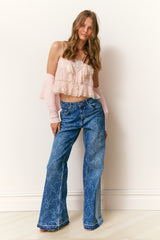 Ambrina Bow Print Wide Leg Jeans